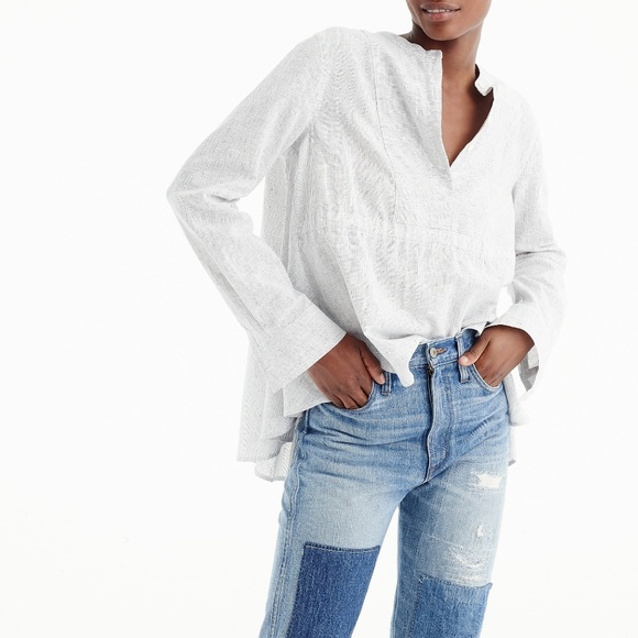 J. Crew Tops - J. Crew gathered front popover high low linen s